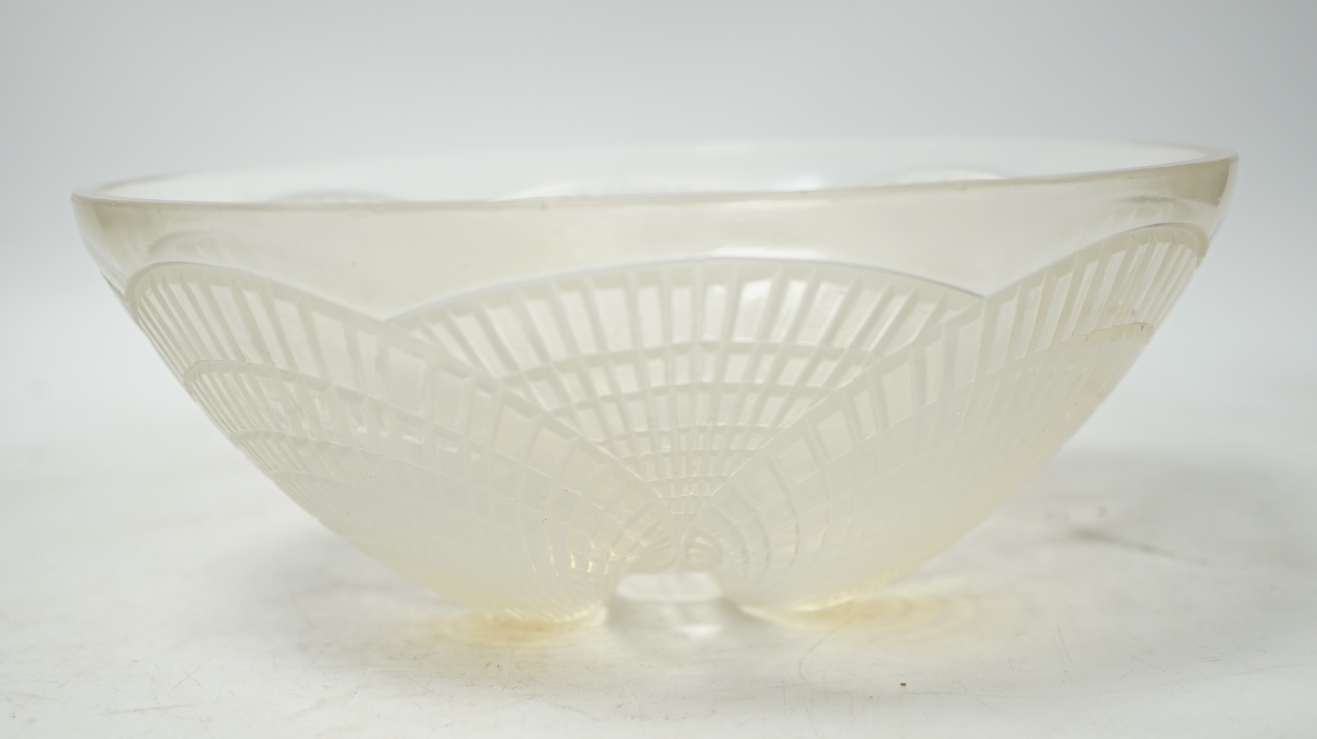 René Lalique, a Coquilles pattern opalescent glass bowl, engraved shape number 3201, 21cm diameter. Condition - tiny rim nicks, otherwise good